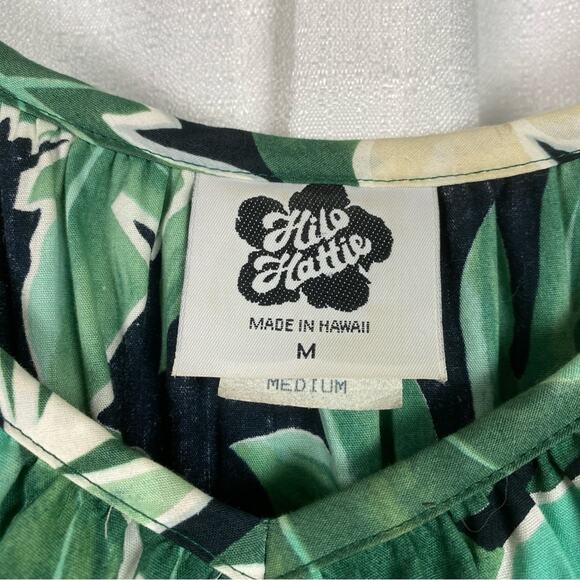 Hilo Hattie Vintage Green Tropical Print Ruffle Maxi Dress Sz.M - Picture 4 of 11
